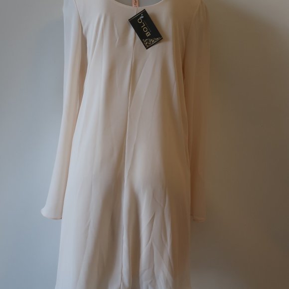 NWT WOMENS FIRST LOOK CREAM LONG SLEEVE DRESS SZ L* - Picture 6 of 7